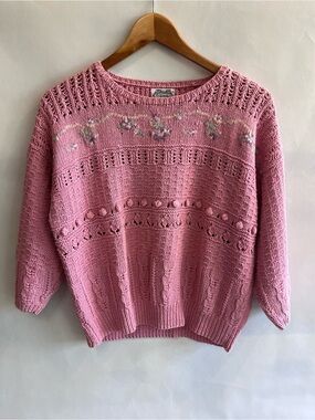 Vintage The Village Pink Knit Sweater 80’s